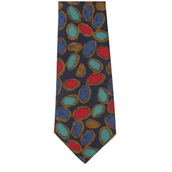 JIM THOMPSON Jem Stone Red Blue Green on Black Men's Silk Neck Tie - Picture 2 of 4